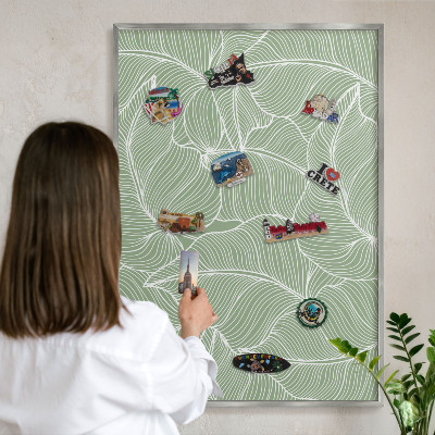 Tabule na magnety z dovolené ve stříbrném rámu Tropické listy