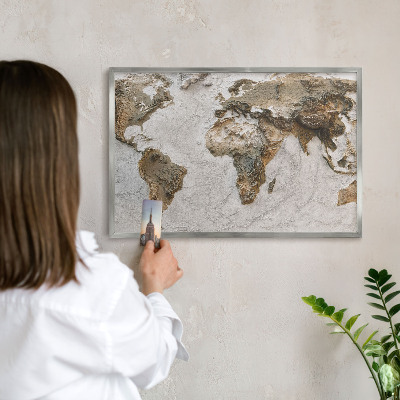 Tabule na magnety z dovolené ve stříbrném rámu Reliéfní mapa