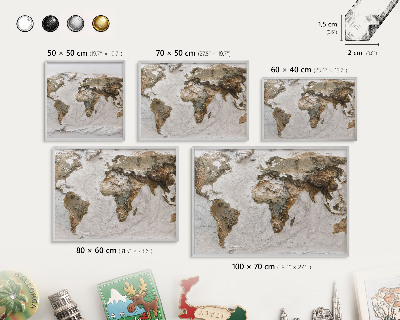 Tabule na magnety z dovolené ve stříbrném rámu Reliéfní mapa