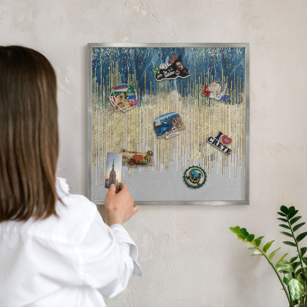 Tabule na magnety na zeď stříbrný rám Abstraktní les
