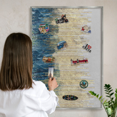 Tabule na magnety na zeď stříbrný rám Abstraktní les