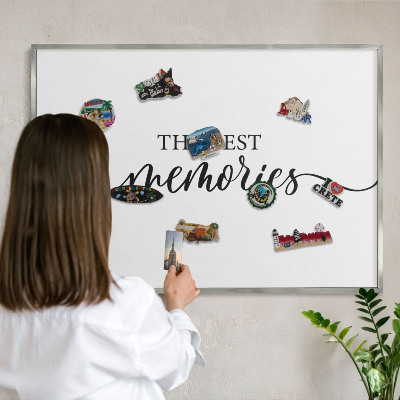 Tabule na magnety na zeď stříbrný rám Inspirativní vzpomínky