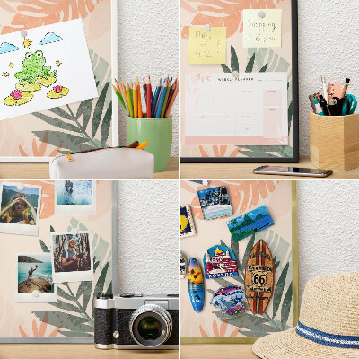 Tabule na magnety na zeď stříbrný rám Tropické listy