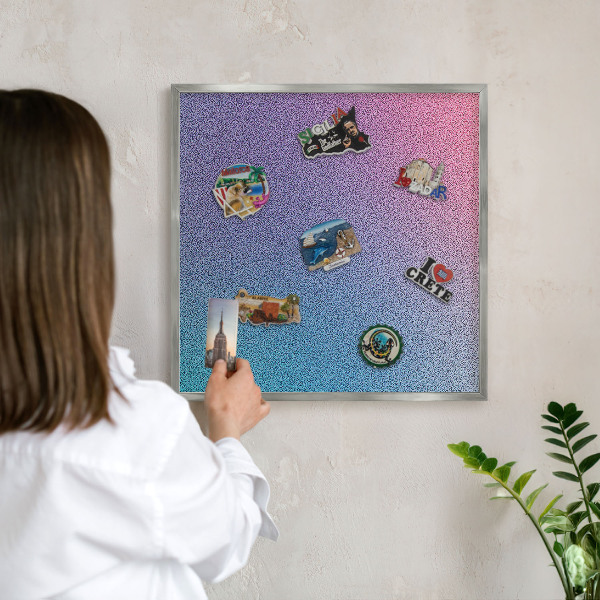 Tabule na magnety na zeď stříbrný rám Barevný přechod