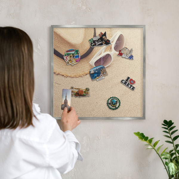 Tabule na magnety na zeď stříbrný rám Letní pláž