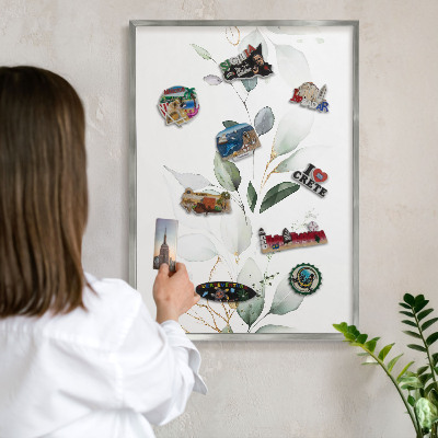 Tabule na magnety na zeď stříbrný rám Botanická elegance