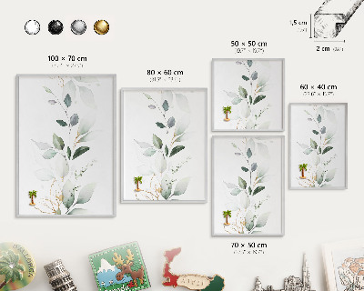 Tabule na magnety na zeď stříbrný rám Botanická elegance