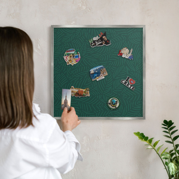 Tabule na magnety z dovolené ve stříbrném rámu Zelené listy