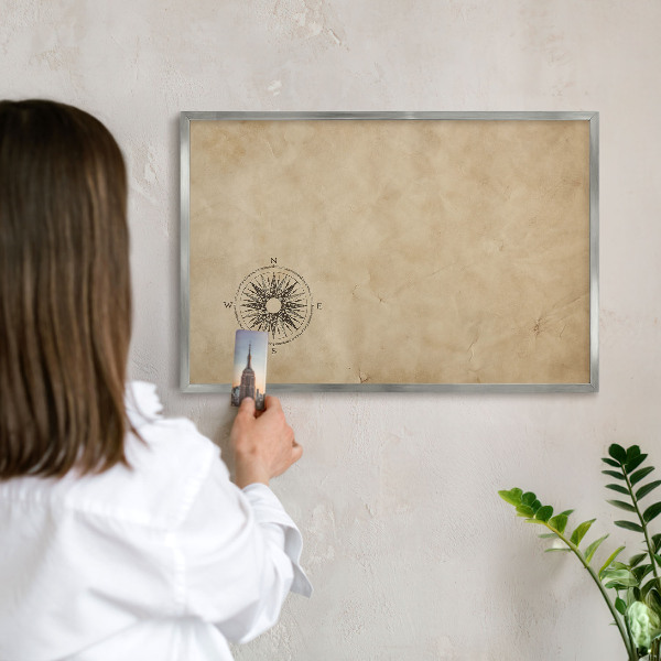 Tabule na magnety z dovolené ve stříbrném rámu Větrná růžice