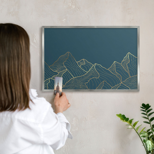 Tabule na magnety na zeď stříbrný rám Horský minimalismus