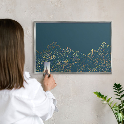 Tabule na magnety na zeď stříbrný rám Horský minimalismus