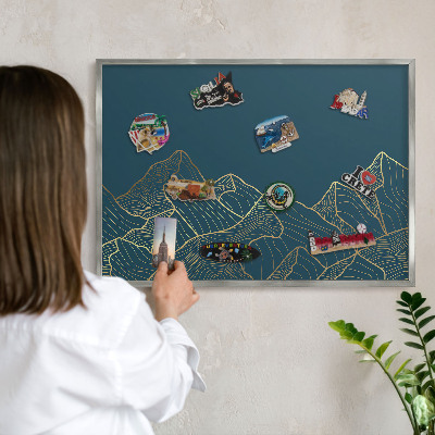 Tabule na magnety na zeď stříbrný rám Horský minimalismus