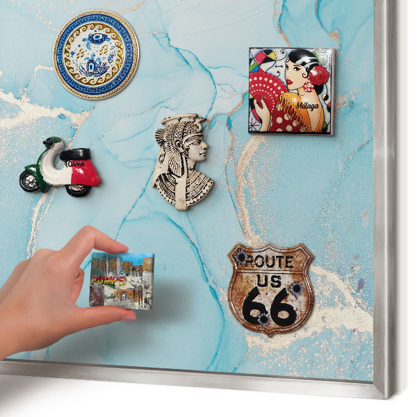 Tabule na magnety z dovolené ve stříbrném rámu Tyrkysová elegance