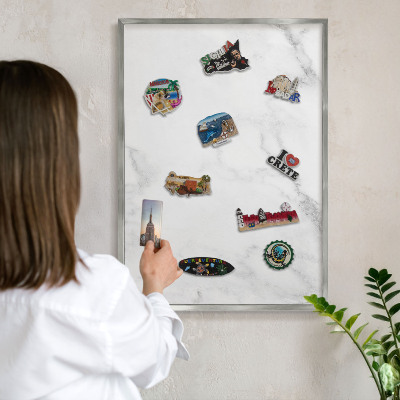 Tabule na magnety na zeď stříbrný rám Elegantní mramor