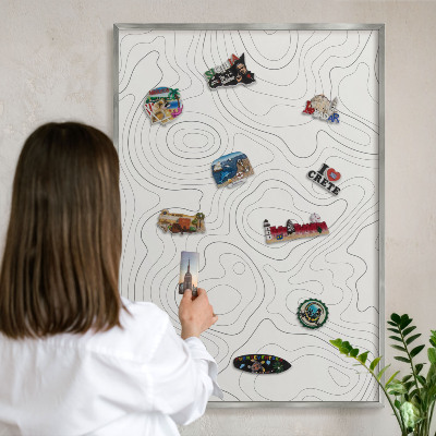 Tabule na magnety z dovolené ve stříbrném rámu Geometrická elegance
