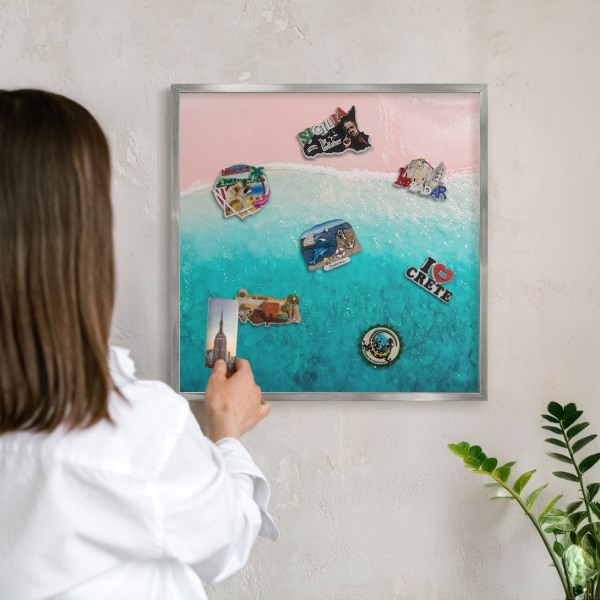 Tabule na magnety na zeď stříbrný rám Letní relaxace