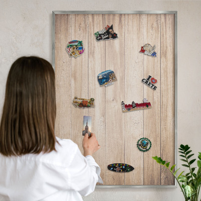 Tabule na magnety na zeď stříbrný rám Dřevěné desky