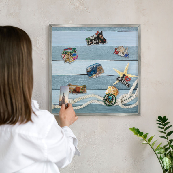 Tabule na magnety na zeď stříbrný rám Přímořské klima