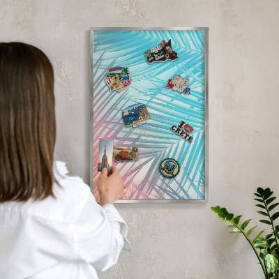 Tabule na magnety na zeď stříbrný rám Tropická elegance