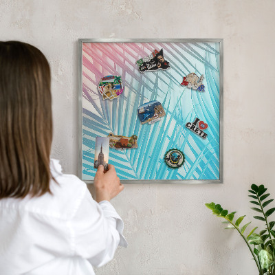 Tabule na magnety na zeď stříbrný rám Tropická elegance