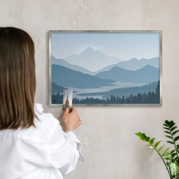 Tabule na magnety z dovolené ve stříbrném rámu Horská harmonie