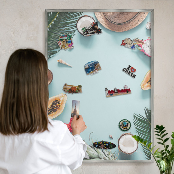 Tabule na magnety na zeď stříbrný rám Tropická dovolená