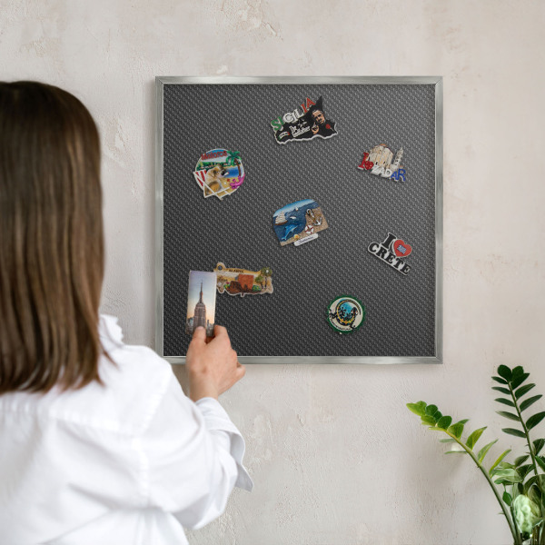 Tabule na magnety z dovolené ve stříbrném rámu Geometrická textura