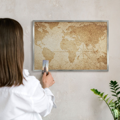 Tabule na magnety z dovolené ve stříbrném rámu Stará mapa