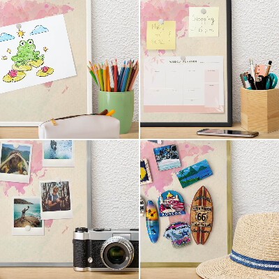 Tabule na magnety z dovolené ve stříbrném rámu Mapa světa