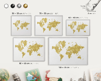 Tabule na magnety na zeď stříbrný rám Mapa světa
