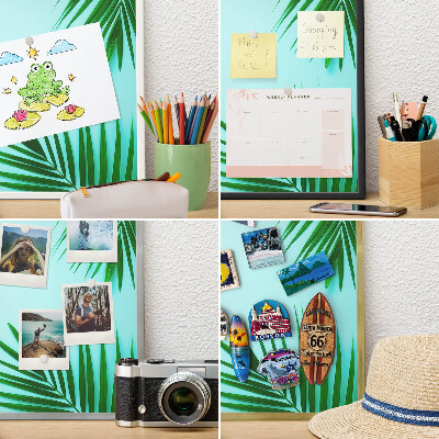 Tabule na magnety na zeď stříbrný rám Zelené listy