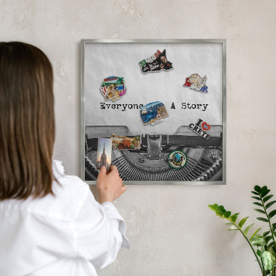 Tabule na magnety na zeď stříbrný rám Starožitný stroj
