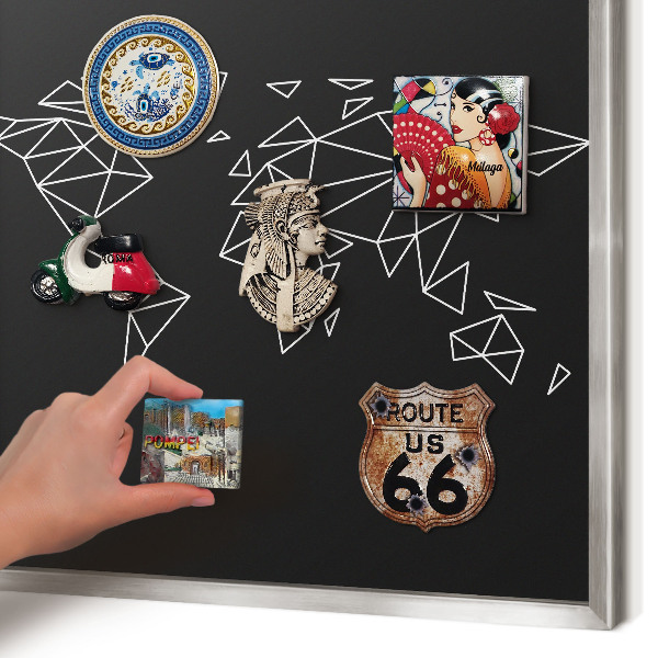 Tabule na magnety z dovolené ve stříbrném rámu Mapa světa