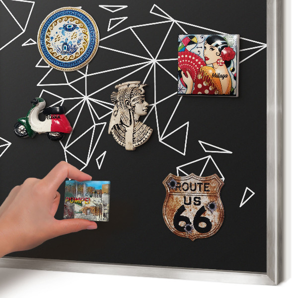 Tabule na magnety z dovolené ve stříbrném rámu Mapa světa