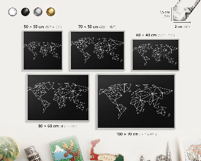 Tabule na magnety z dovolené ve stříbrném rámu Mapa světa