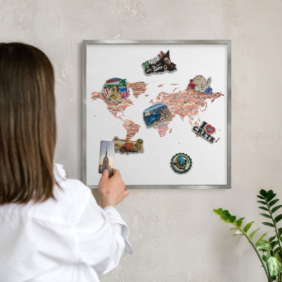 Tabule na magnety na zeď stříbrný rám Mapa cihel