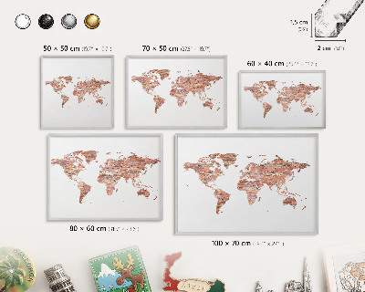 Tabule na magnety na zeď stříbrný rám Mapa cihel
