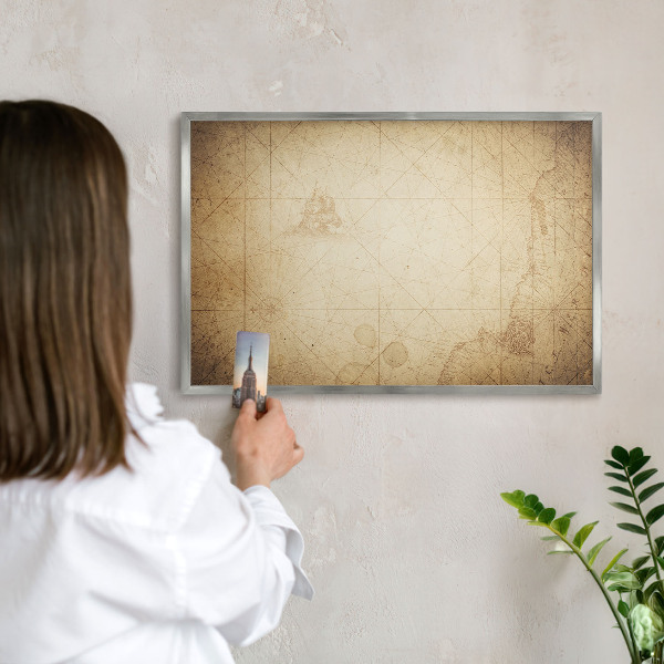 Tabule na magnety z dovolené ve stříbrném rámu Starověká mapa