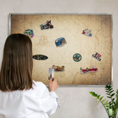 Tabule na magnety z dovolené ve stříbrném rámu Starověká mapa
