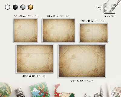 Tabule na magnety z dovolené ve stříbrném rámu Starověká mapa