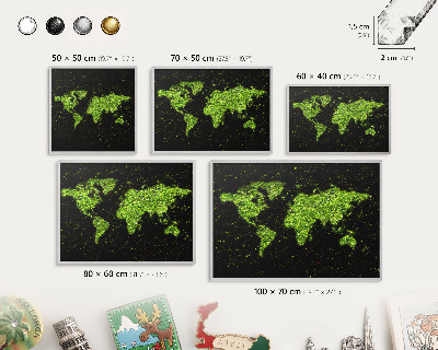 Tabule na magnety z dovolené ve stříbrném rámu Zelená mapa