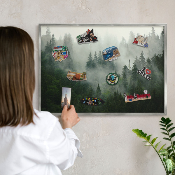 Tabule na magnety z dovolené ve stříbrném rámu Lesní magie