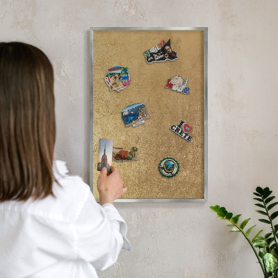 Tabule na magnety na zeď stříbrný rám Žlutá textura