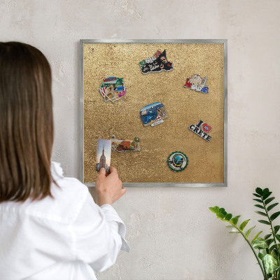 Tabule na magnety na zeď stříbrný rám Žlutá textura