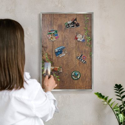 Tabule na magnety na zeď stříbrný rám Dřevěná příroda