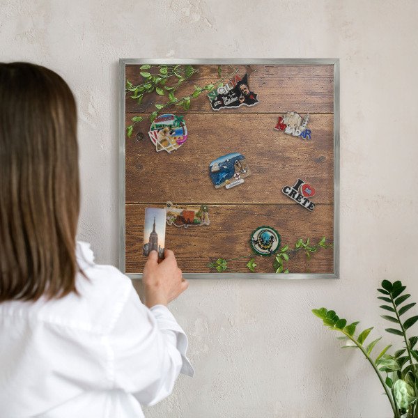 Tabule na magnety na zeď stříbrný rám Dřevěná příroda