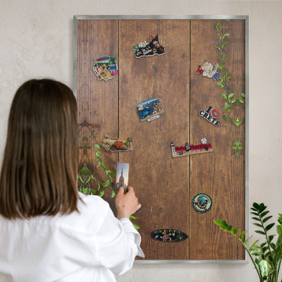 Tabule na magnety na zeď stříbrný rám Dřevěná příroda
