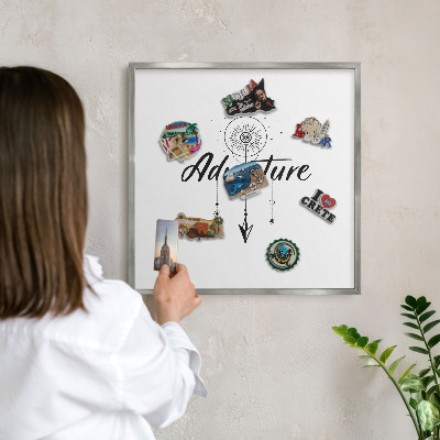 Tabule na magnety z dovolené ve stříbrném rámu Dobrodružné téma