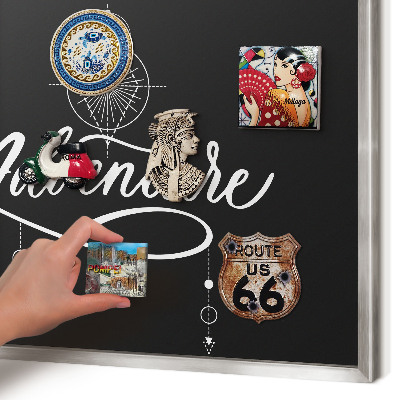 Tabule na magnety na zeď stříbrný rám Cestovní inspirace