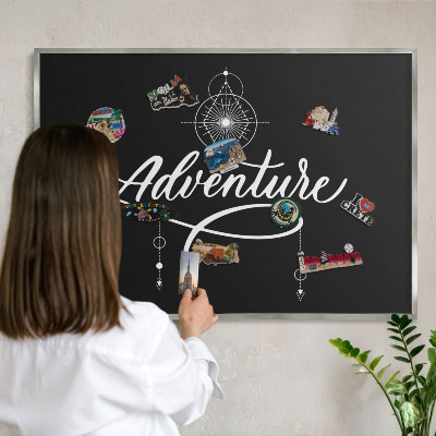 Tabule na magnety na zeď stříbrný rám Cestovní inspirace